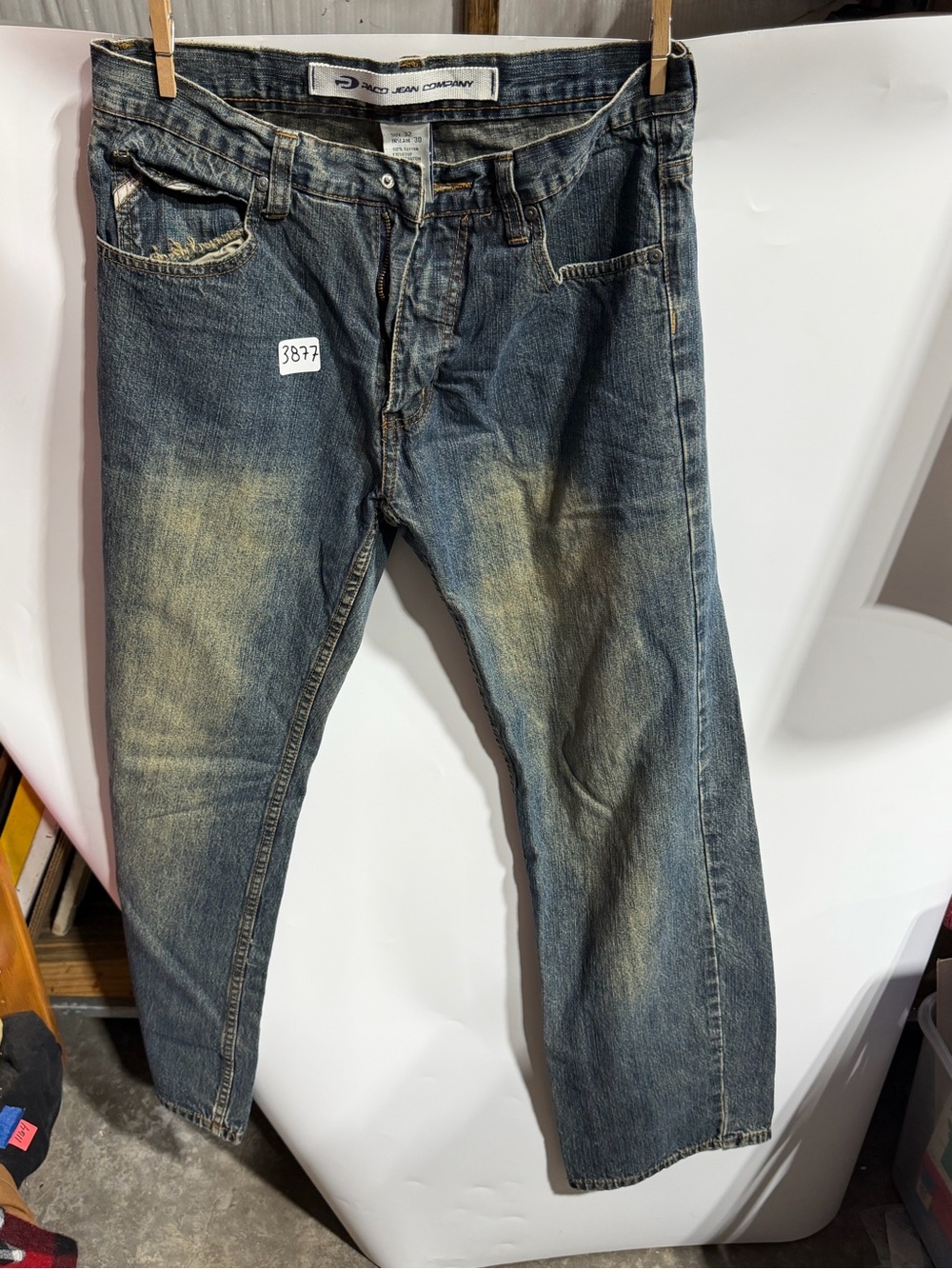 #3877-Vintage Straight-Leg Washed Blue Jeans by Pinc Jean Company